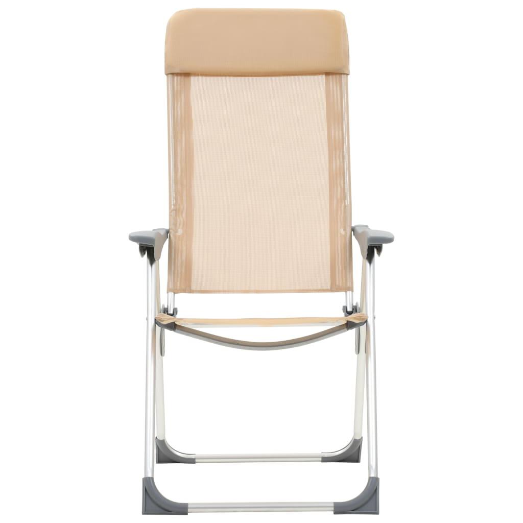 Sillas de camping plegables 4 unidades aluminio crema 4/7
