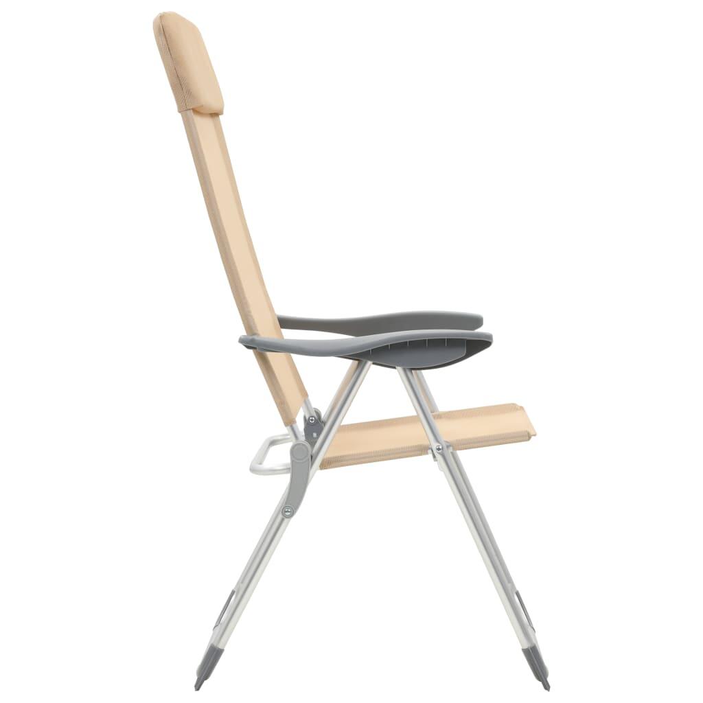 Sillas de camping plegables 4 unidades aluminio crema 5/7