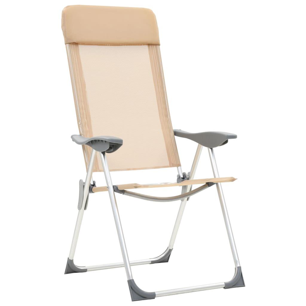Sillas de camping plegables 4 unidades aluminio crema 3/7