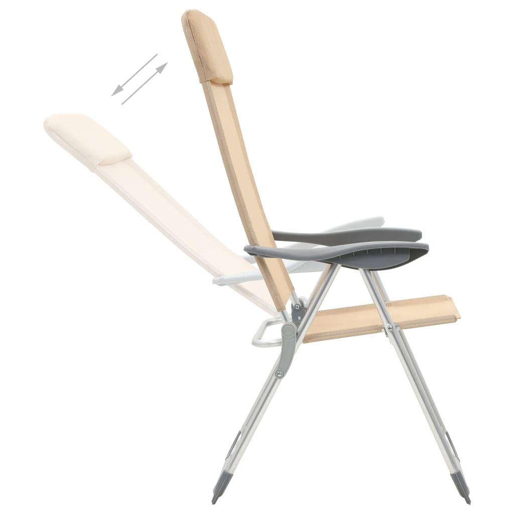 Sillas de camping plegables 4 unidades aluminio crema 2/7