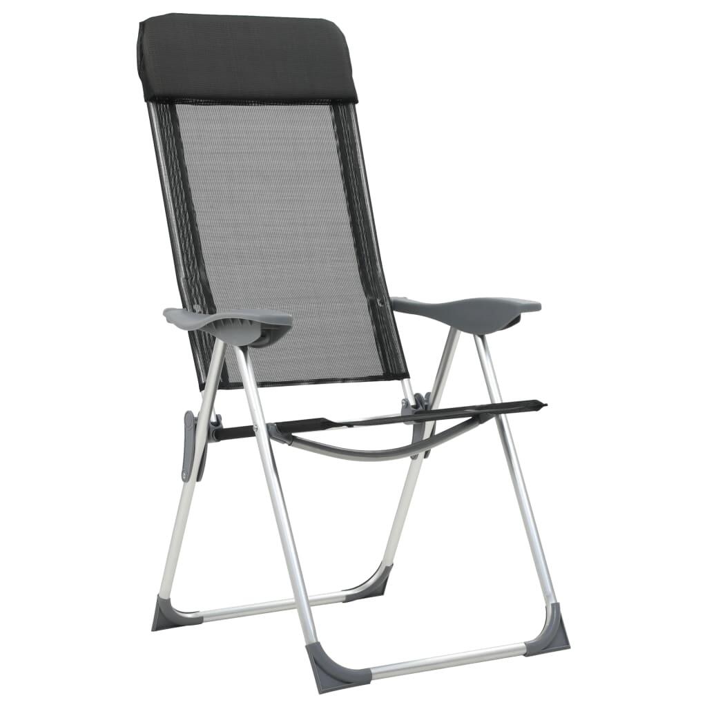 Sillas de camping plegables de aluminio 2 unidades negro 2/7