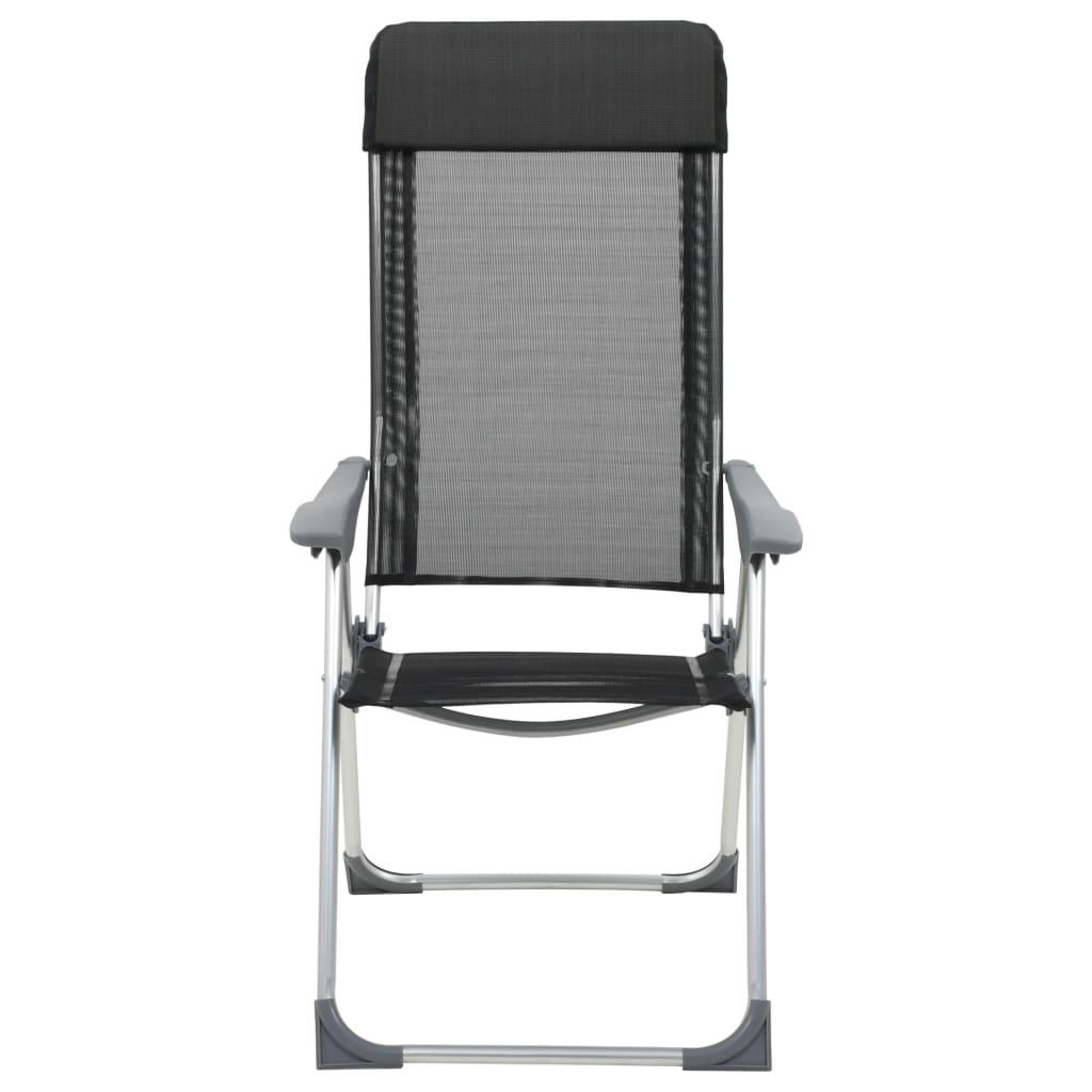 Sillas de camping plegables de aluminio 2 unidades negro 3/7