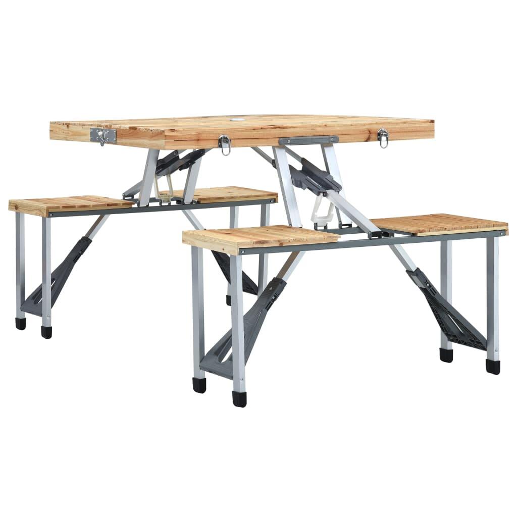 Mesa de camping plegable con 4 asientos acero aluminio 5/7