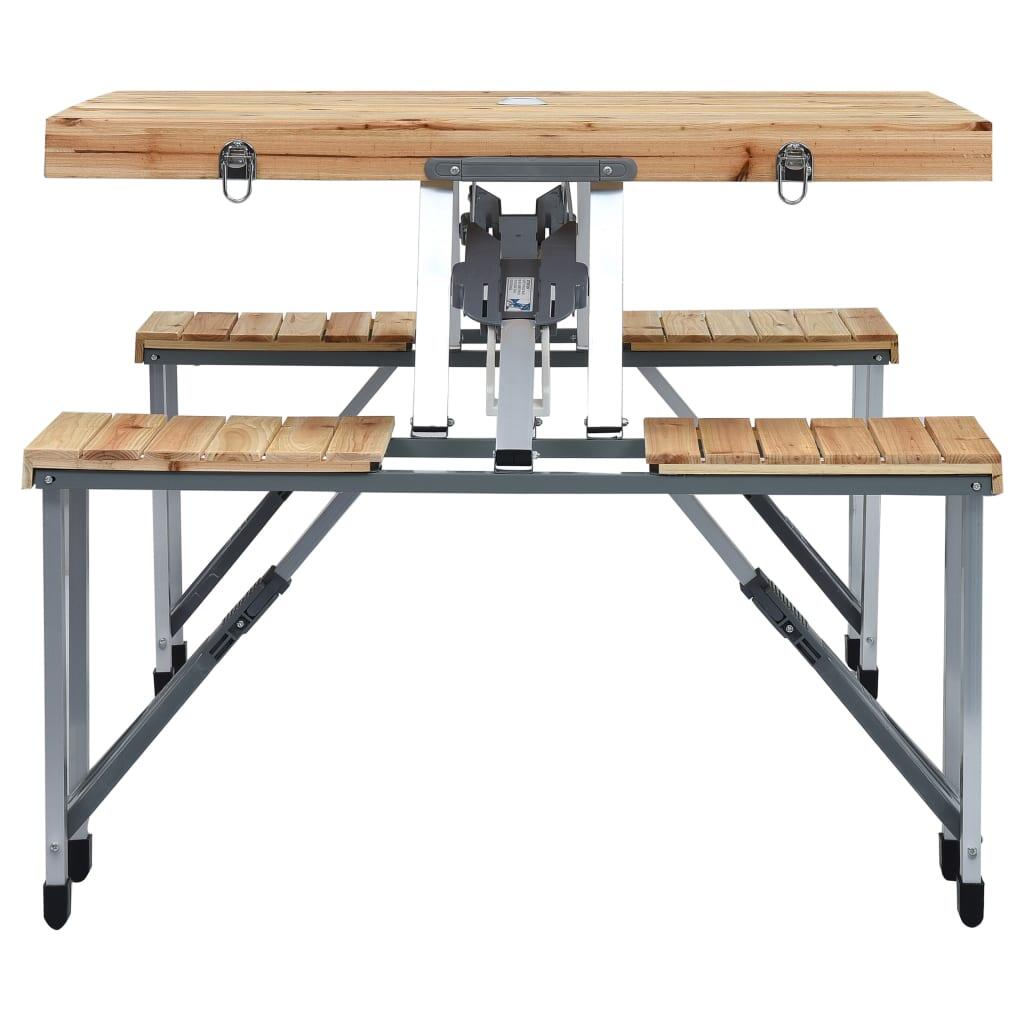 Mesa de camping plegable con 4 asientos acero aluminio 4/7