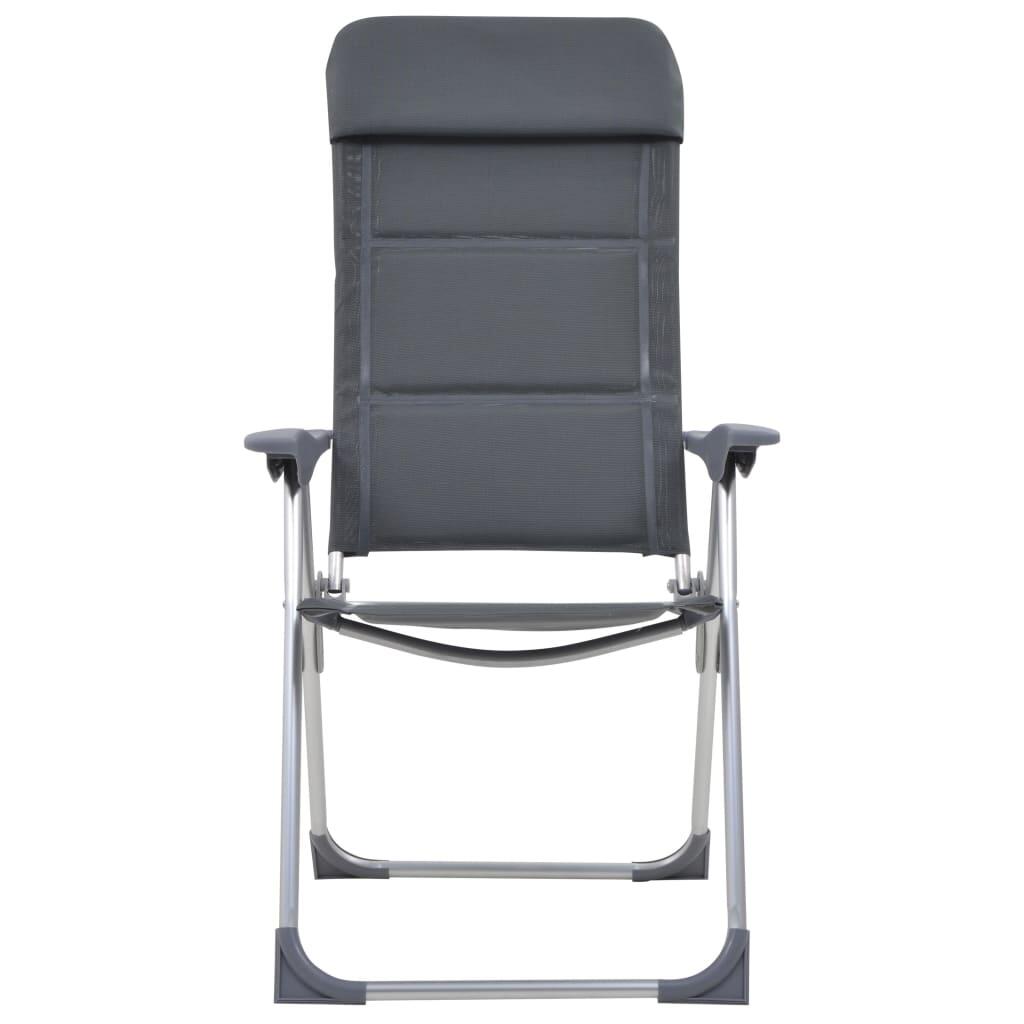 Sillas de camping de aluminio 2 unidades gris 58x69x111 cm 3/7