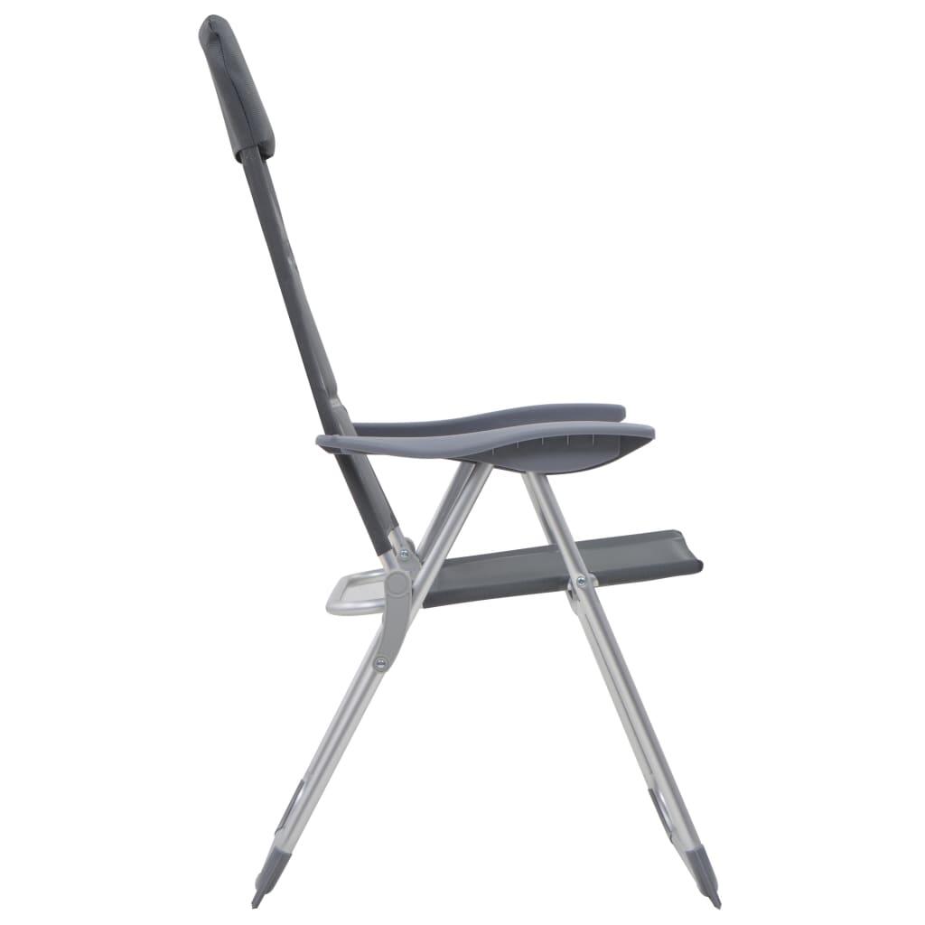 Sillas de camping de aluminio 2 unidades gris 58x69x111 cm 4/7