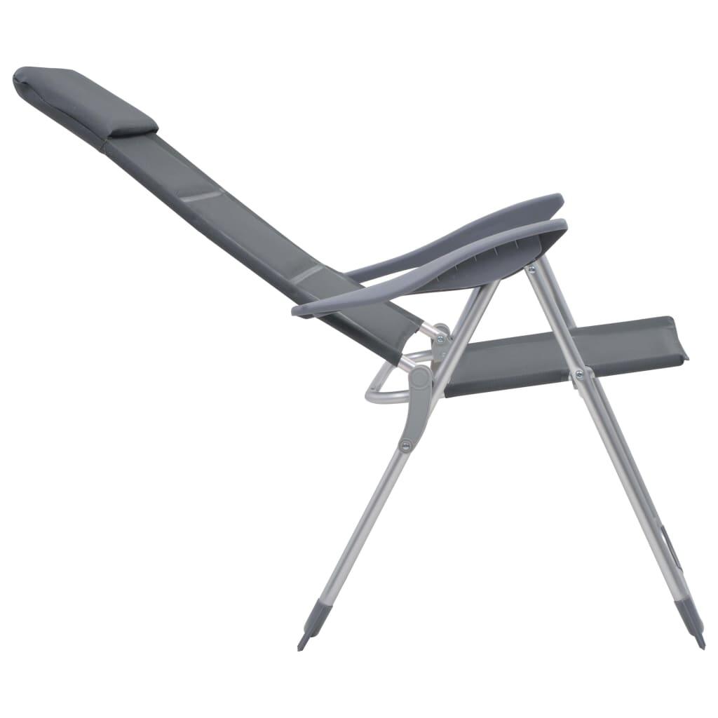 Sillas de camping de aluminio 2 unidades gris 58x69x111 cm 5/7
