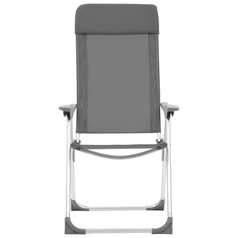 Cadeiras de campismo dobráveis 4 pcs alumínio cinzento
