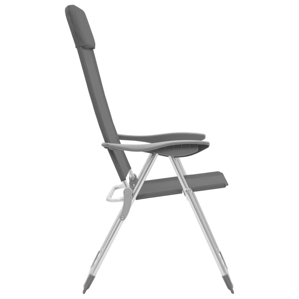 Sillas de camping plegables 4 unidades aluminio gris 5/7
