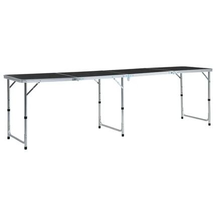Mesa de camping plegable de aluminio gris 240x60 cm