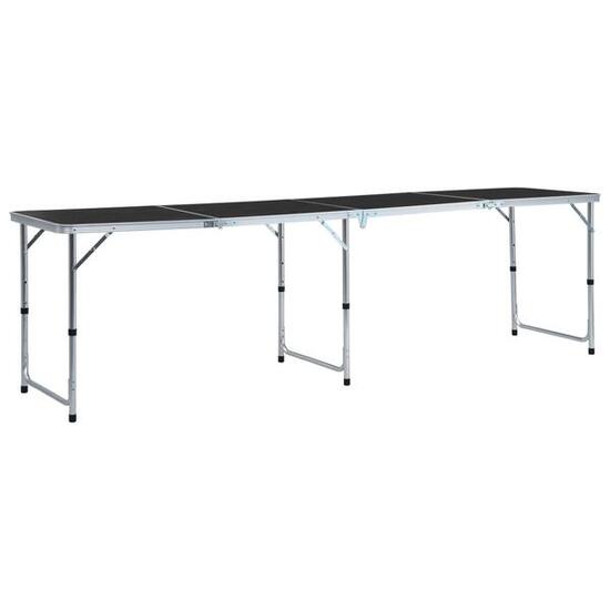 Mesa de camping plegable de aluminio gris 240x60 cm