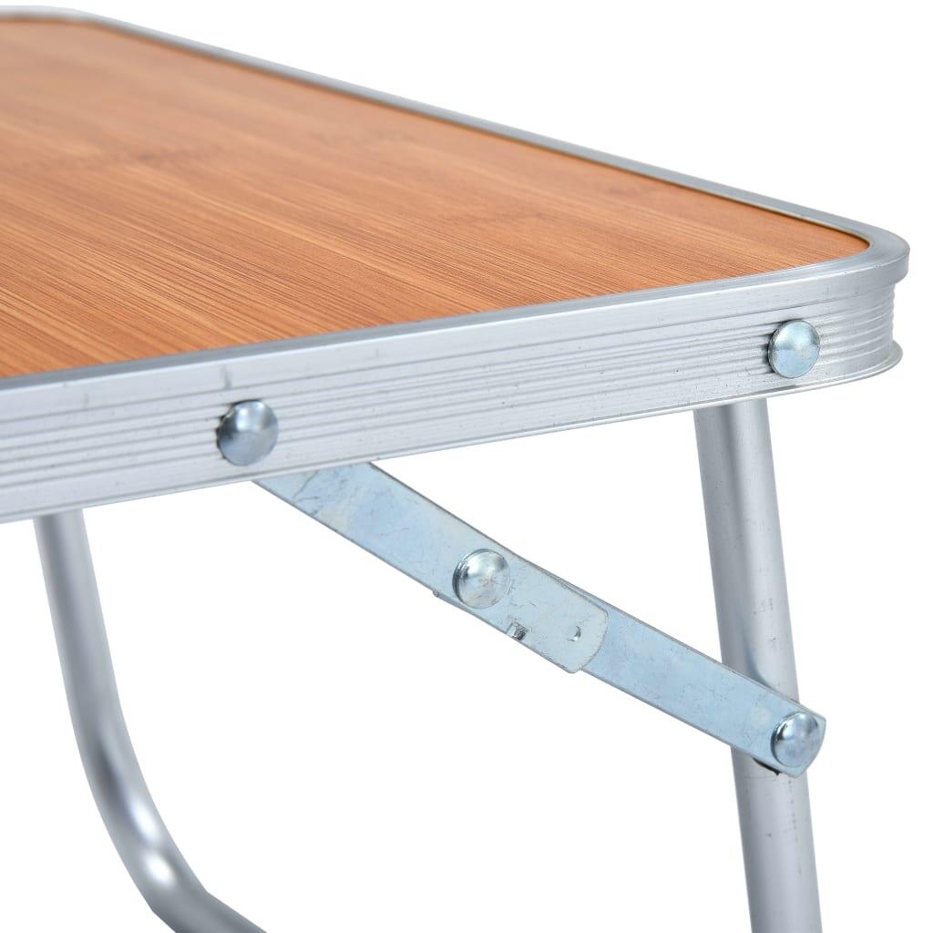 Mesa de camping plegable aluminio marrón 60x40 cm 5/7
