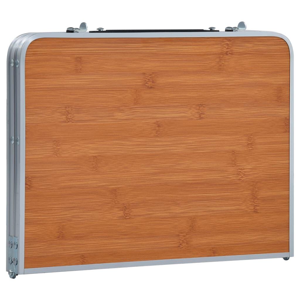 Mesa de camping plegable aluminio marrón 60x40 cm 4/7