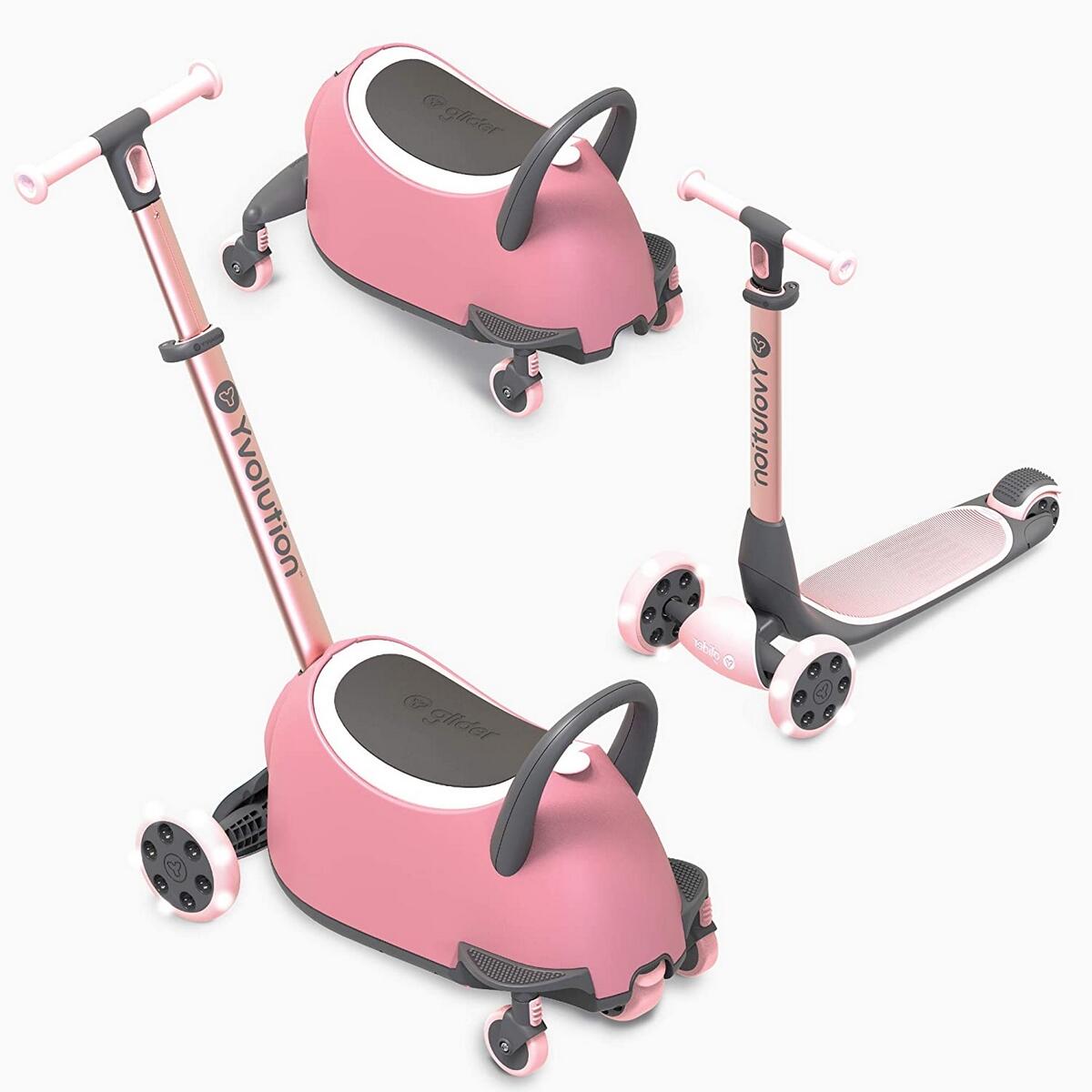 YVOLUTION Monopattino multifunzione 5 in 1, bambino/bambina, Yglider LUNA,  rosa