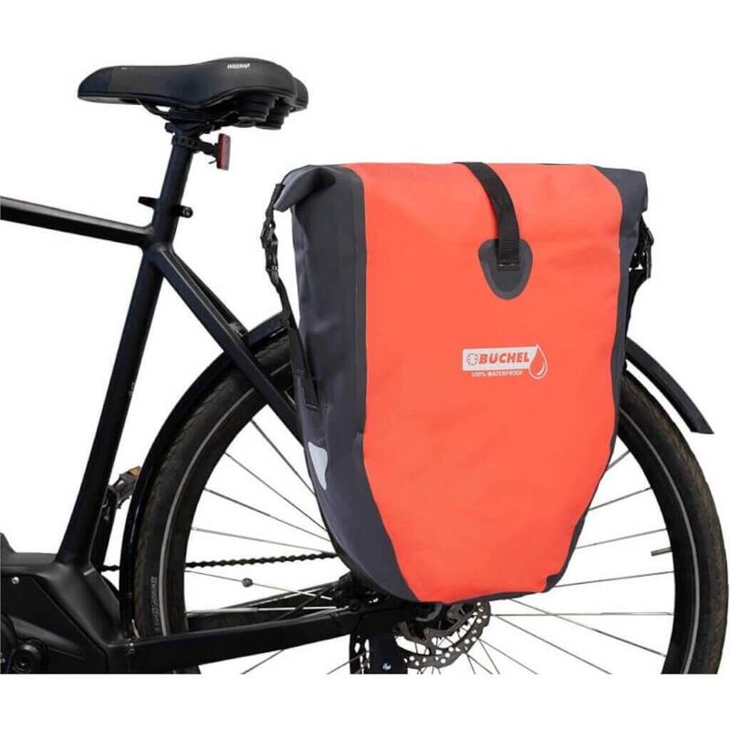 Geanta portbagaj bicicleta, impermeabila, 25.4 L, rosu cu negru