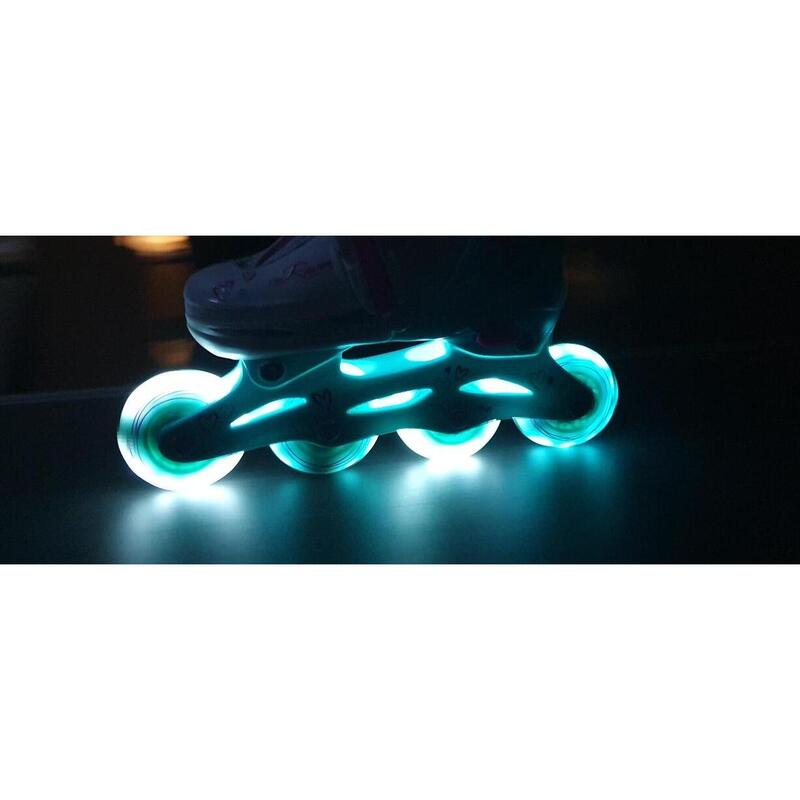Verstellbare Rollschuhe 3in1 leuchtende LED-Räder Loret Weiß/Mint/Rosa