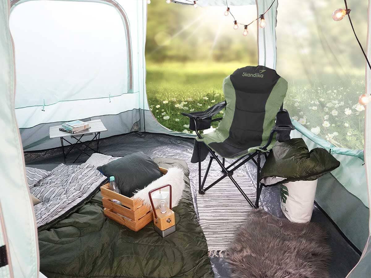 Chaise pliante camping Relax Comfort - Max 160 kg - Sac transport - Vert 4/8