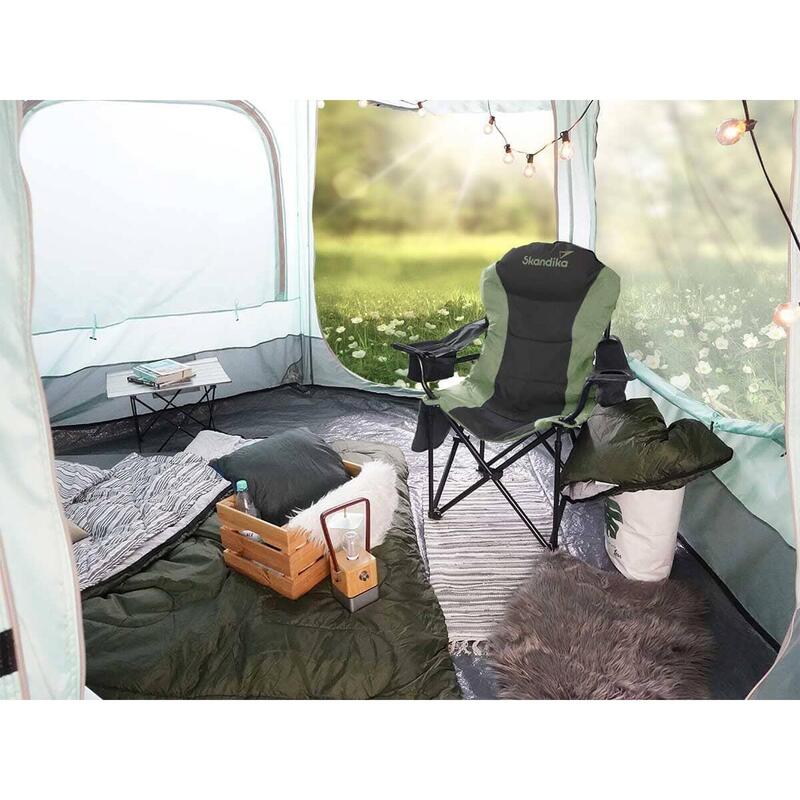 Chaise pliante camping Relax Comfort - Max 160 kg - Sac transport - Vert