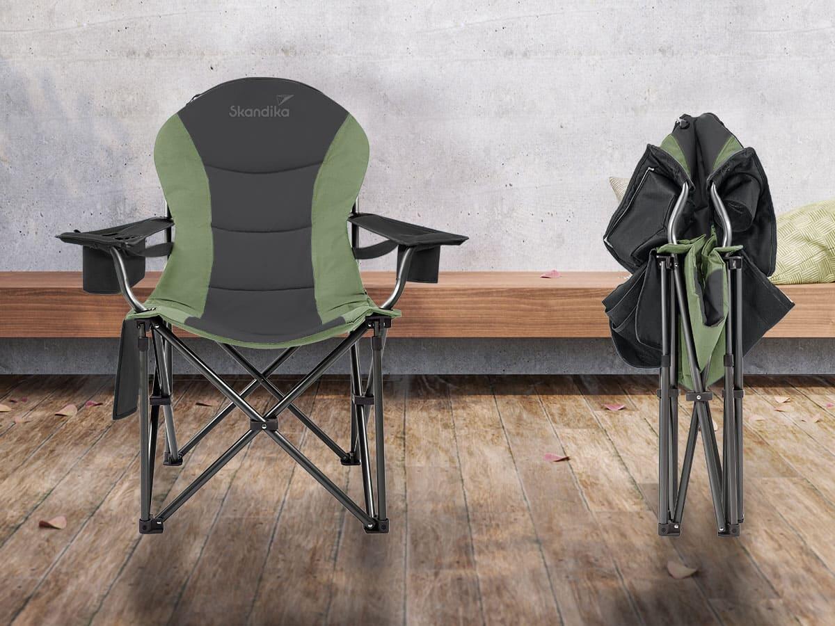 Chaise pliante camping Relax Comfort - Max 160 kg - Sac transport - Vert 3/8