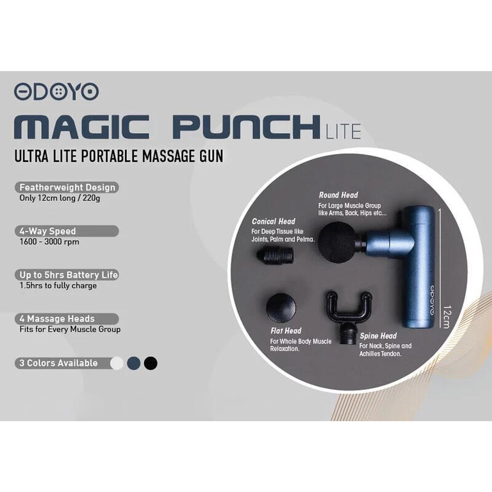 Magic Punch Lite Ultra-light Portable Massage Gun - Grey