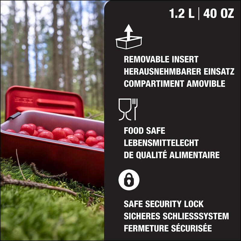 SIGG Lunch Box Metal Rouge 1.2 L, Sans BPA, Légère, Lavable au Lave-Vaisselle