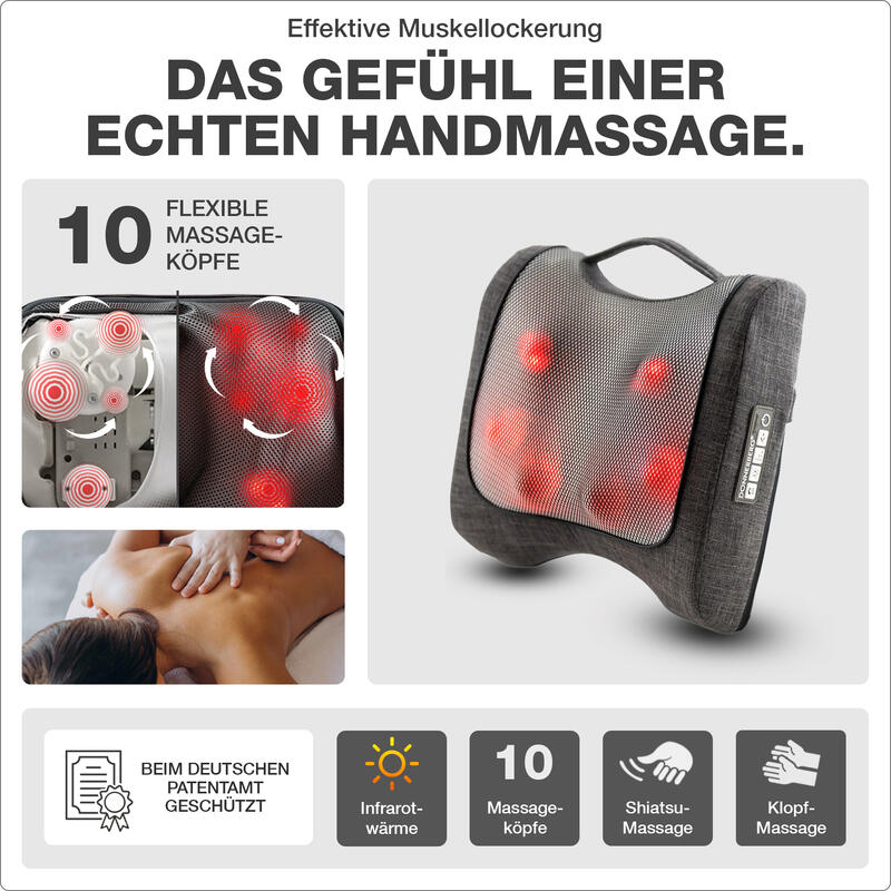 Massagekissen Krafty Shiatsu & Klopfmassage 10 Massageköpfe inkl. Infrarotwärme