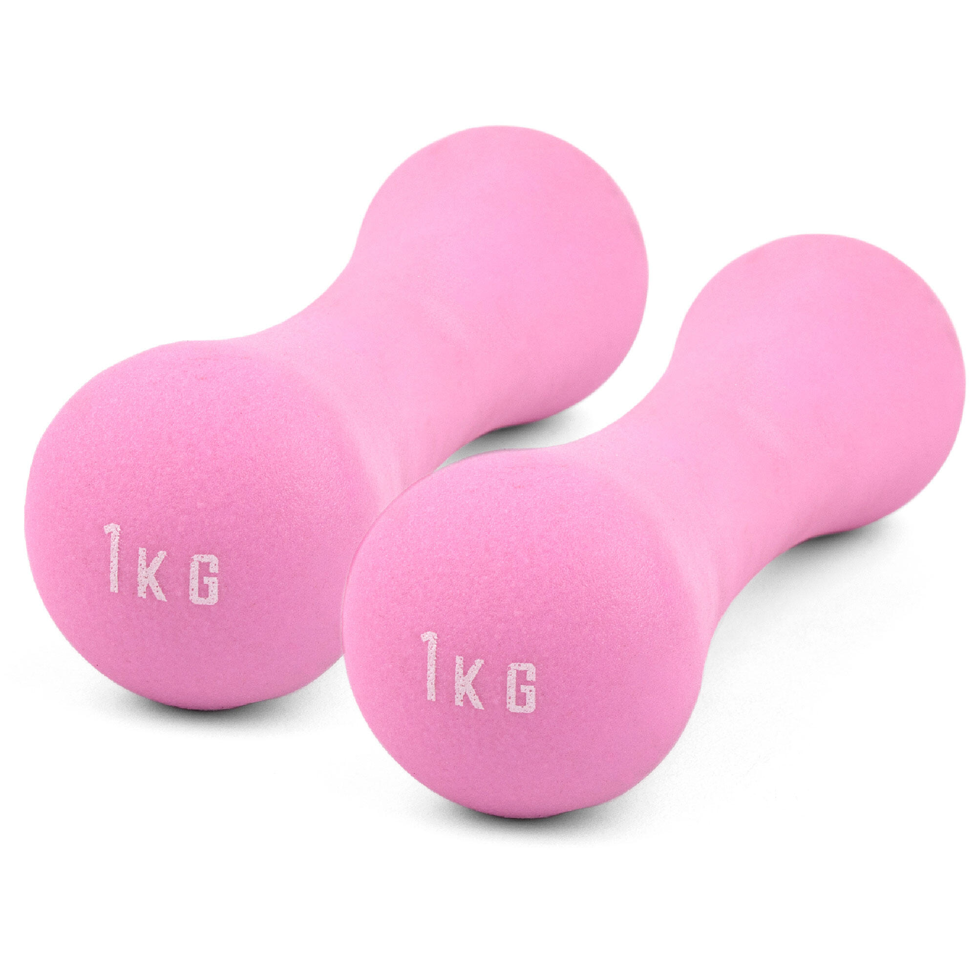 Neoprene Dumbbell Weight - 1KG PAIR - Pink 1/7
