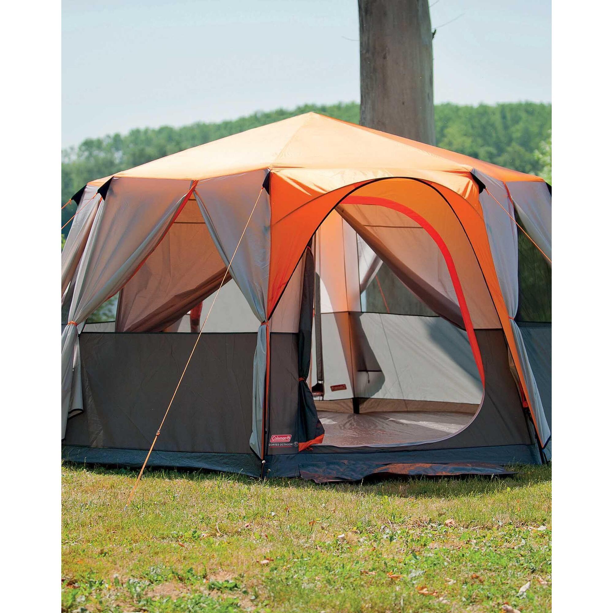 Coleman Cortes Octagon 8 Person Family Camping Tent Orange 5/7