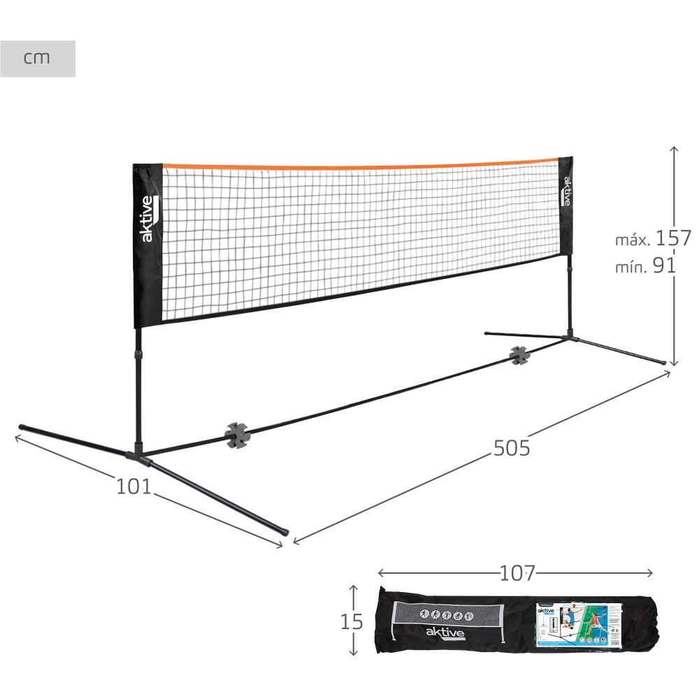 Rete da pallavolo e badminton portatile e regolabile in altezza con borsa Aktive 4/7