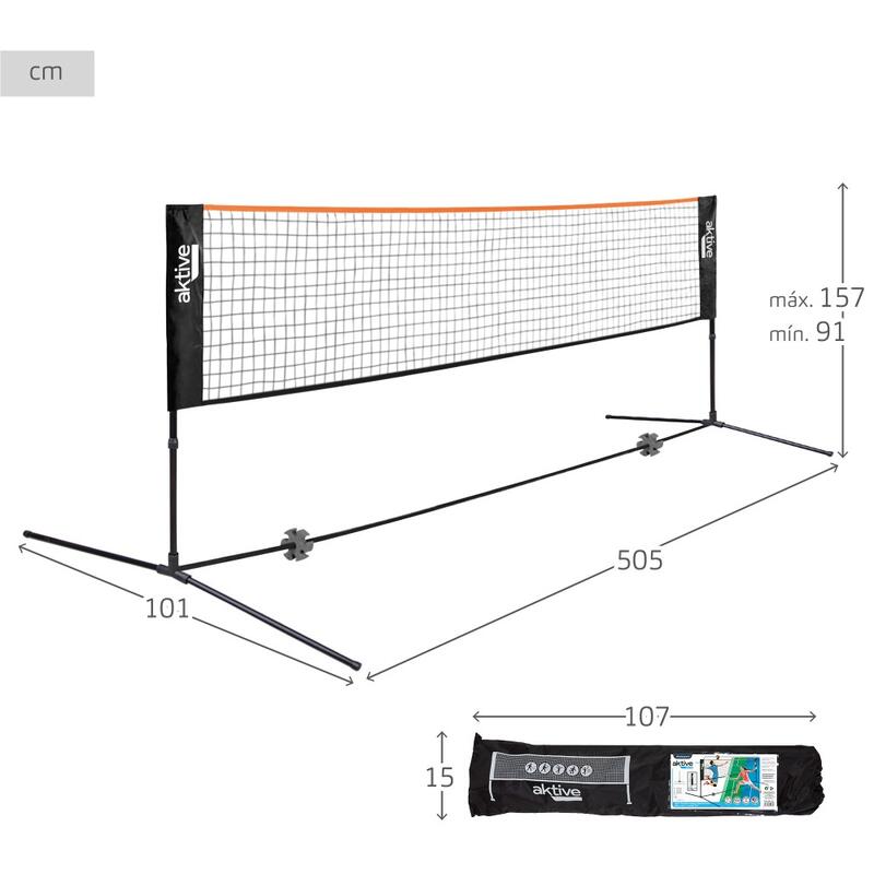 AKTIVE Filet de Volley-Ball et de Badminton, Réglable en hauteur, Noir