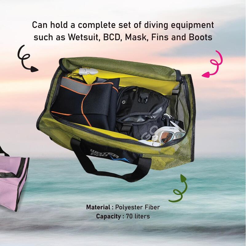 Adult Unisex Diving Gear Mesh Bag 70L - Pink