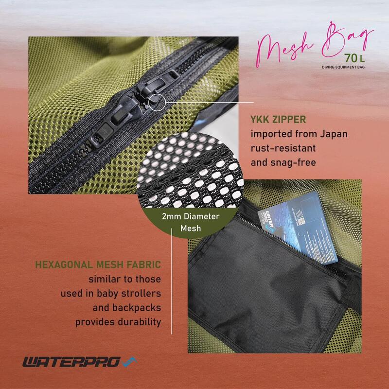 Adult Unisex Diving Gear Mesh Bag 70L - Green