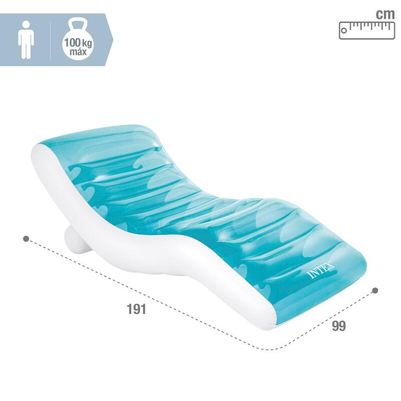 Espreguiçadeira de piscina insuflável Premium azul 99x191 cm INTEX
