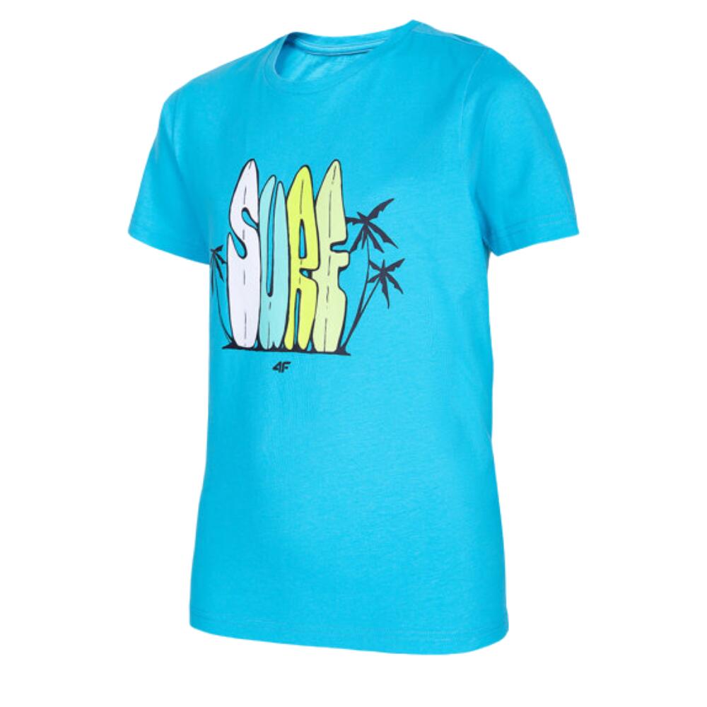 T-shirt criança ginástica 4F HJL22-JTSM009 Azul 3/4