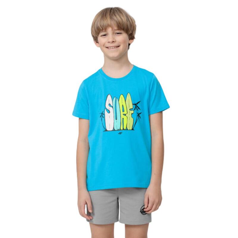 T-shirt criança ginástica 4F HJL22-JTSM009 Azul