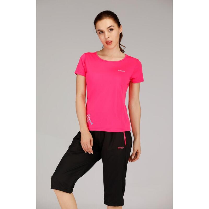 女裝排汗透氣圓領短袖運動T恤 - 粉紅色