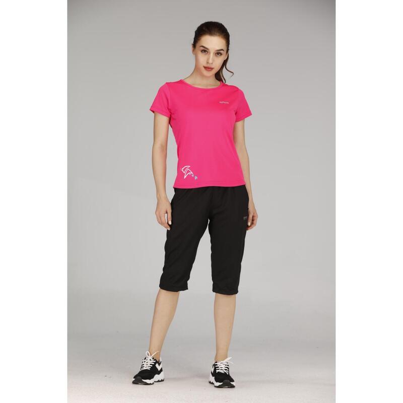 Women Quick Dry Crew Neck Short Sleeve Sport T-shirt - Pink