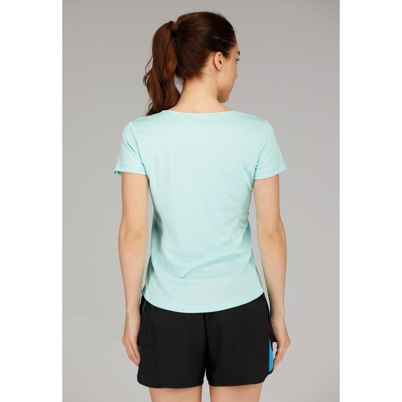 Women Quick Dry Crew Neck Short Sleeve Sport T-shirt - Turquoise