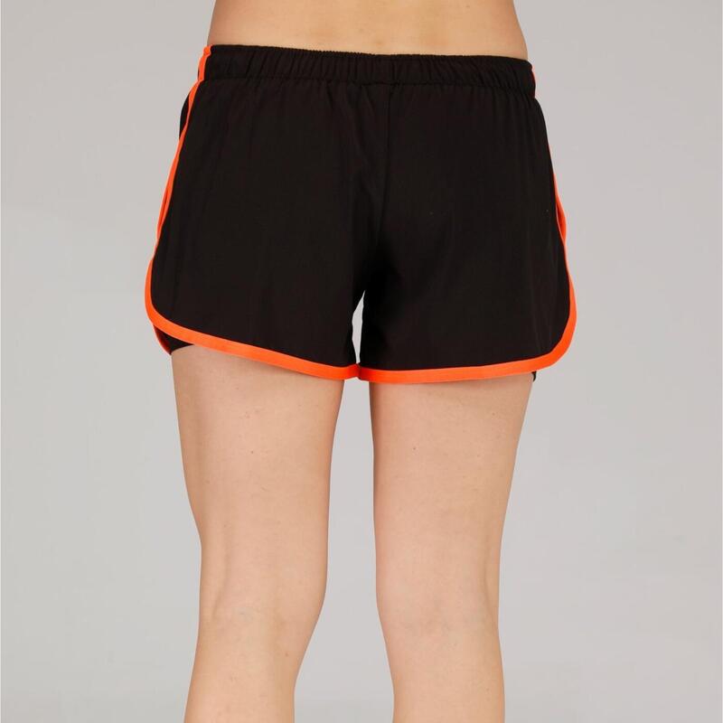 Women Slim Fit Quick Dry 2 in 1 Running Shorts - Orange / Black