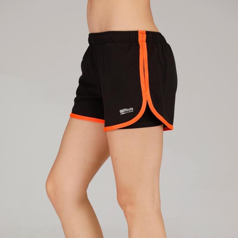 Women Quick Dry 2 in 1 Running Shorts - Orange / Black