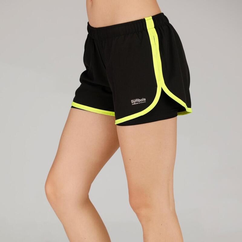 Women's Baggy Trail Running Shorts - Black - Black, Pale yellow - Kiprun -  Decathlon