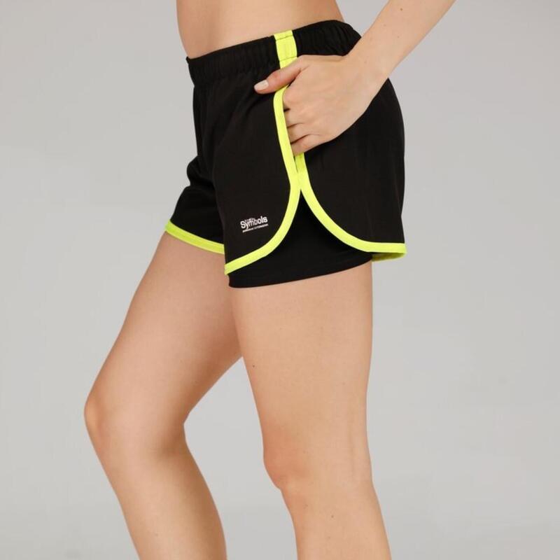 Women Quick Dry 2 in 1 Running Shorts - Neon Green / Black