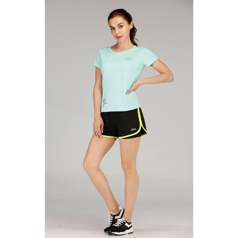 Women Quick Dry 2 in 1 Running Shorts - Neon Green / Black