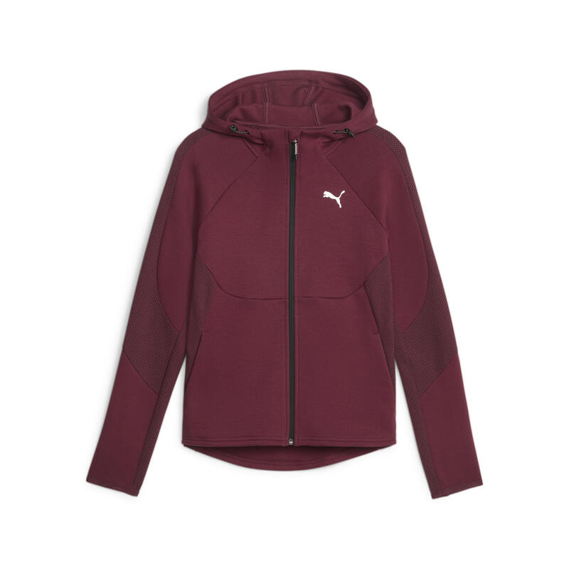 Felpa con zip integrale e cappuccio EVOSTRIPE da donna PUMA Dark Jasper Red Felpa con zip integrale e cappuccio EVOSTRIPE da donna PUMA Dark Jasper Red
