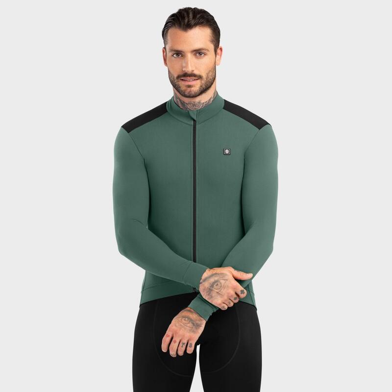 Maillot vélo thermique homme Cyclisme M4 Volta Vert Armée