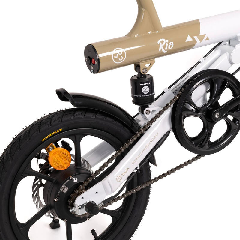 YOUIN Rio - Bicicleta Eléctrica Plegable 16" - 250W, 45 Km Aut, Suspensión tras.