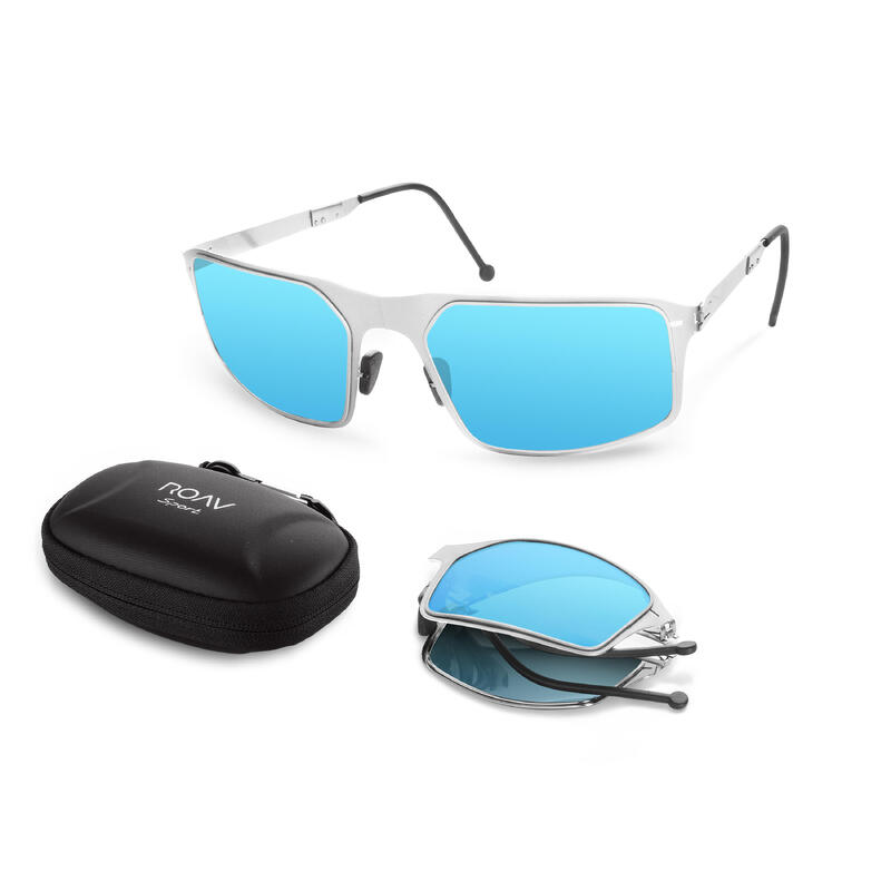 Arrow Z001 Adult Unisex Folding Sunglasses - Silver / Blue