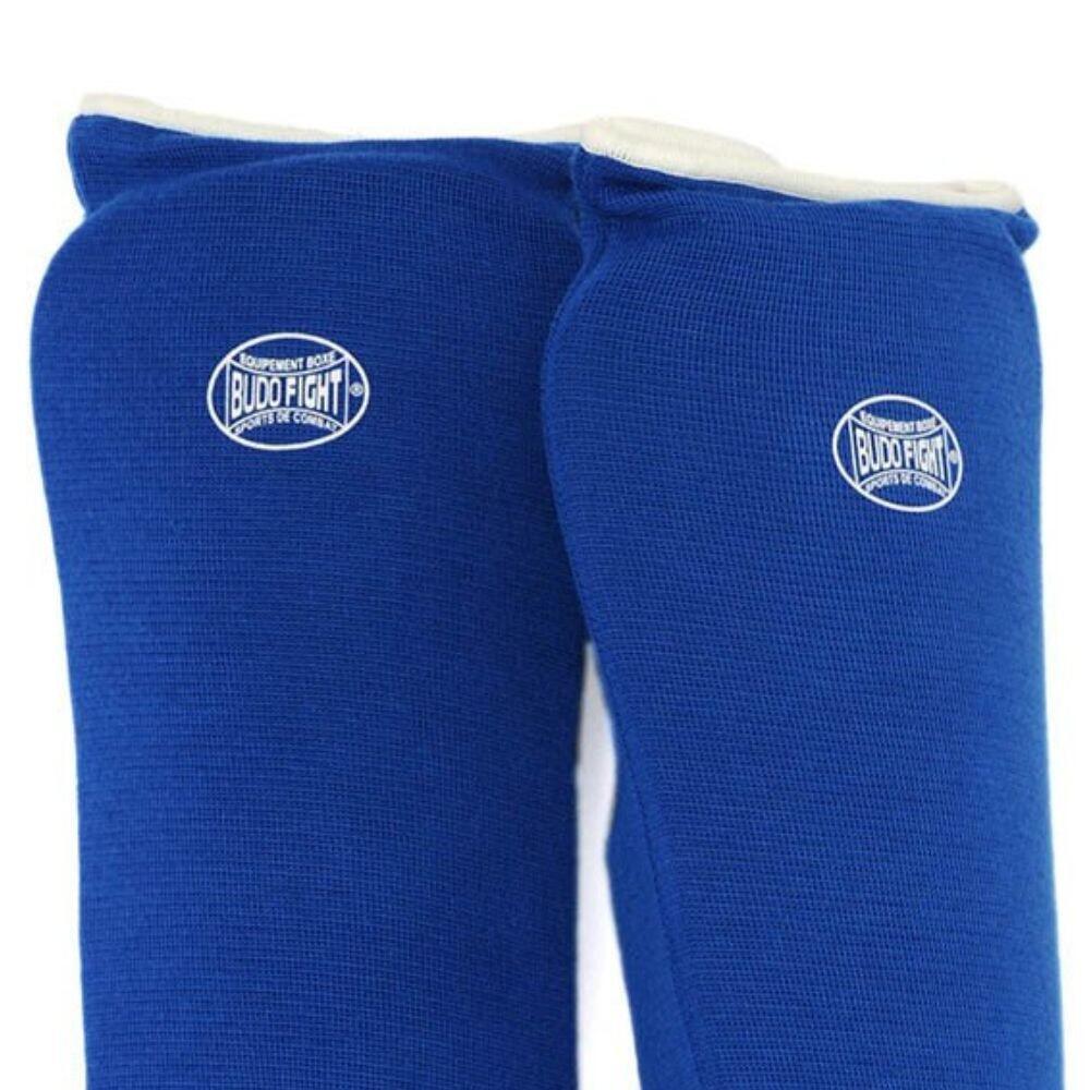 Protege tibias pieds en coton souple bleu BUDO FIGHT Decathlon