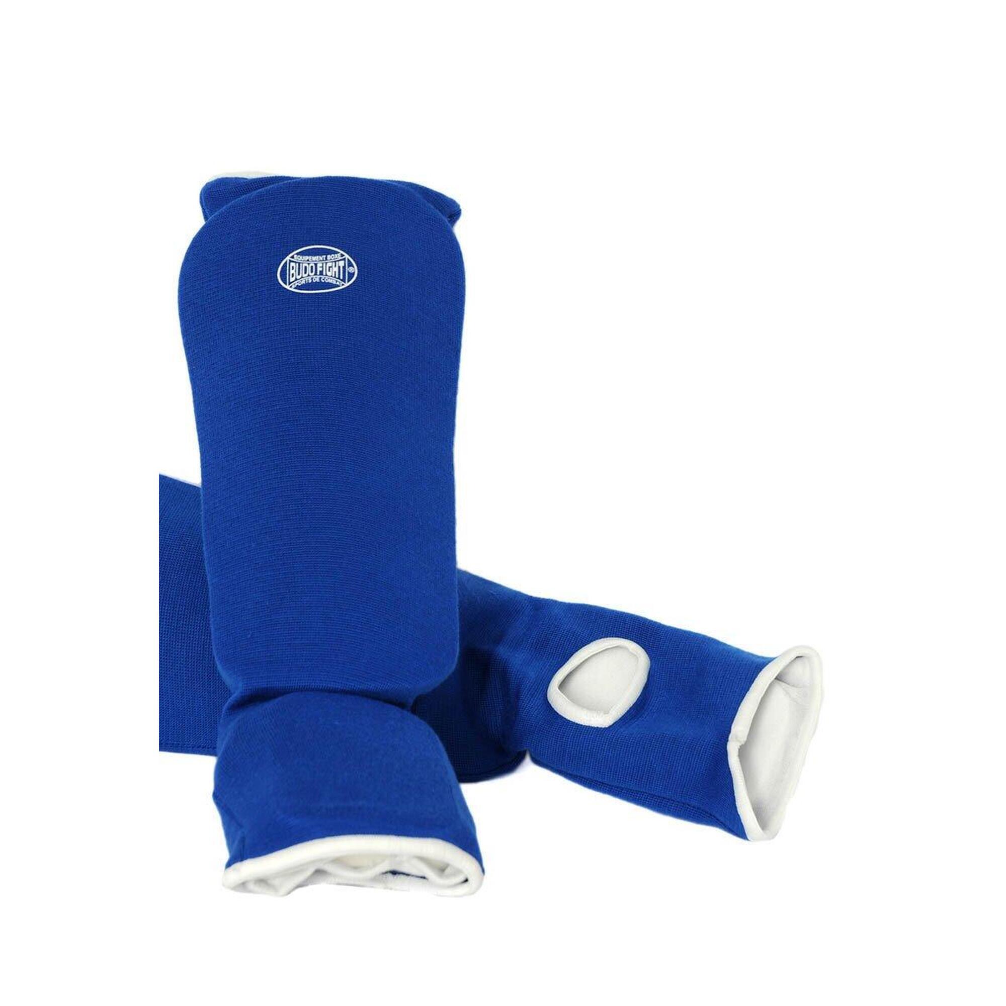 Budo-fight - Protège-tibias & Pieds En Coton Souple Bleu - Protège Tibia Et Pied - Bleu - S - Decathlon