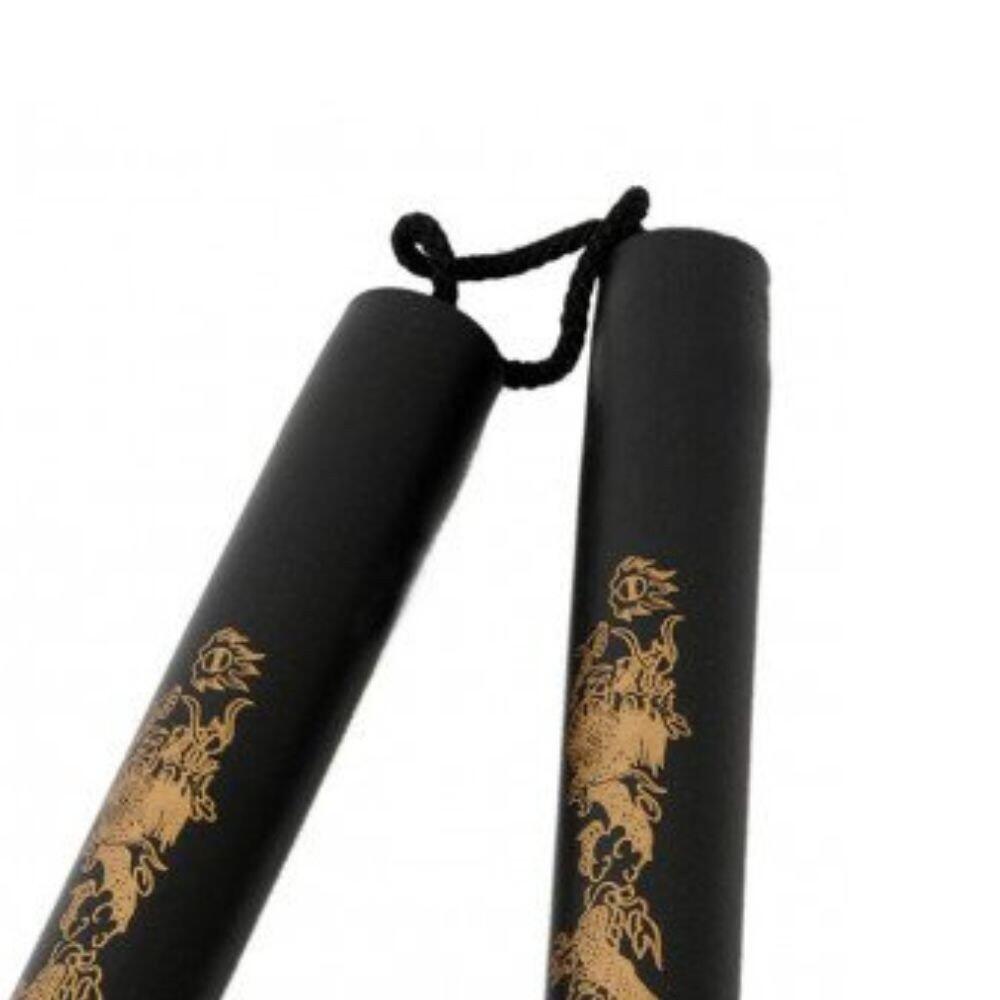 Nunchaku met zwart en gouden schuimrubberen touw 3/3
